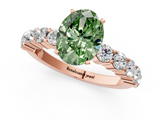 Rose gold Fancy Green Oval  Diamond Pavé Band Solitaire with Four-Prong Setting_4