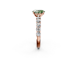 Rose gold Fancy Green Oval  Diamond Pavé Band Solitaire with Four-Prong Setting_5