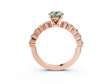 Rose gold Fancy Green Oval  Diamond Pavé Band Solitaire with Four-Prong Setting_6