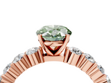 Rose gold Fancy Green Oval  Diamond Pavé Band Solitaire with Four-Prong Setting_7