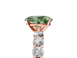 Rose gold Fancy Green Oval  Diamond Pavé Band Solitaire with Four-Prong Setting_8