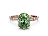 Rose gold Fancy Green Oval  Diamond Pavé Band with Six-Prong Setting_27
