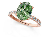 Rose gold Fancy Green Oval  Diamond Pavé Band with Six-Prong Setting_28
