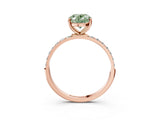 Rose gold Fancy Green Oval  Diamond Pavé Band with Six-Prong Setting_30