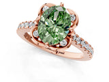 Rose gold Fancy Green Oval  Diamond Pave Band with Floral Prong Setting_28