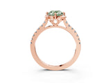 Rose gold Fancy Green Oval  Diamond Pave Band with Floral Prong Setting_30