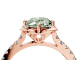Rose gold Fancy Green Oval  Diamond Pave Band with Floral Prong Setting_31