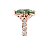Rose gold Fancy Green Oval  Diamond Pave Band with Floral Prong Setting_32