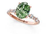 Rose gold Fancy Green Oval  Diamond Prong Set Engagement Ring with Pave Band_205