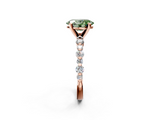 Rose gold Fancy Green Oval  Diamond Prong Set Engagement Ring with Pave Band_206