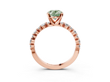 Rose gold Fancy Green Oval  Diamond Prong Set Engagement Ring with Pave Band_207