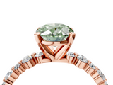 Rose gold Fancy Green Oval  Diamond Prong Set Engagement Ring with Pave Band_208