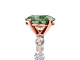 Rose gold Fancy Green Oval  Diamond Prong Set Engagement Ring with Pave Band_209