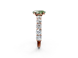 Rose gold Fancy Green Oval  Diamond Prong Setting with Side Stones on a Pave Band_131