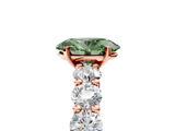 Rose gold Fancy Green Oval  Diamond Prong Setting with Side Stones on a Pave Band_134