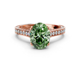 Rose gold Fancy Green Oval  Diamond Solitaire with Pave Band and Six-Prong Setting_20