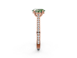 Rose gold Fancy Green Oval  Diamond Solitaire with Pave Band and Six-Prong Setting_22