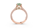 Rose gold Fancy Green Oval  Diamond Solitaire with Pave Band and Six-Prong Setting_23
