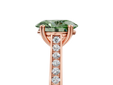 Rose gold Fancy Green Oval  Diamond Solitaire with Pave Band and Six-Prong Setting_25