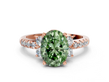 Rose gold Fancy Green Oval  Diamond Three-Stone Pave Band with Four-Prong Setting_20