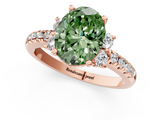 Rose gold Fancy Green Oval  Diamond Three-Stone Pave Band with Four-Prong Setting_21