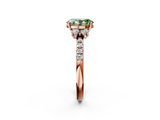 Rose gold Fancy Green Oval  Diamond Three-Stone Pave Band with Four-Prong Setting_22