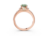 Rose gold Fancy Green Oval  Diamond Three-Stone Pave Band with Four-Prong Setting_23