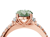 Rose gold Fancy Green Oval  Diamond Three-Stone Pave Band with Four-Prong Setting_24