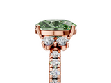 Rose gold Fancy Green Oval  Diamond Three-Stone Pave Band with Four-Prong Setting_25