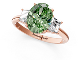 Rose gold Fancy Green Oval  Diamond Three-Stone Ring with Trapezoid Side Stones and Prong Setting_18