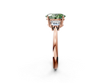 Rose gold Fancy Green Oval  Diamond Three-Stone Ring with Trapezoid Side Stones and Prong Setting_19