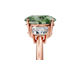 Rose gold Fancy Green Oval  Diamond Three-Stone Ring with Trapezoid Side Stones and Prong Setting_22