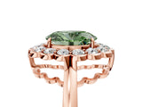 Rose gold Fancy Green Oval  Halo Cluster Diamond Engagement Ring with Solitaire Band and Prong Setting_71