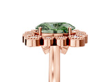 Rose gold Fancy Green Oval  Halo Diamond Cluster Engagement Ring with Milgrain Bezel Setting and Solitaire Band_44