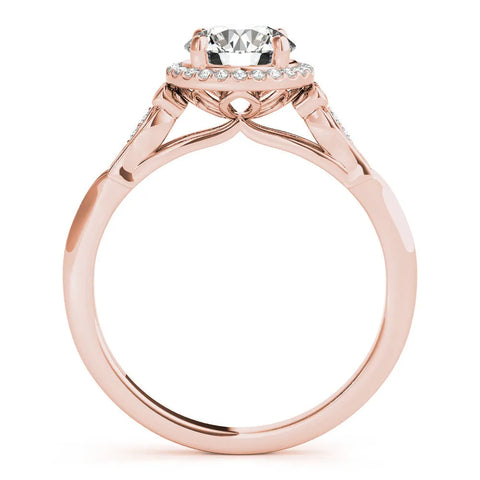 Rose gold Fancy Green Oval  Halo Diamond Engagement Ring with Filigree Band and Four-Prong Setting 2