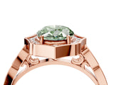 Rose gold Fancy Green Oval  Halo Diamond Engagement Ring with Milgrain Band and Four-Prong Setting_58
