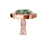 Rose gold Fancy Green Oval  Halo Diamond Engagement Ring with Milgrain Band and Four-Prong Setting_59