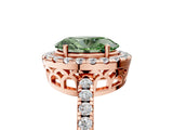 Rose gold Fancy Green Oval  Halo Diamond Engagement Ring with Pavé Band and Four-Prong Setting_140