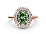 Rose gold Fancy Green Oval  Halo Diamond Engagement Ring with Solitaire Band and Four-Prong Setting_20