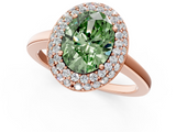 Rose gold Fancy Green Oval  Halo Diamond Engagement Ring with Solitaire Band and Four-Prong Setting_21