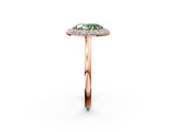 Rose gold Fancy Green Oval  Halo Diamond Engagement Ring with Solitaire Band and Four-Prong Setting_22