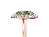 Rose gold Fancy Green Oval  Halo Diamond Engagement Ring with Solitaire Band and Four-Prong Setting_25