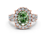 Rose gold Fancy Green Oval  Halo Diamond Engagement Ring with Split Shank and Four-Prong Setting_43