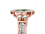 Rose gold Fancy Green Oval  Halo Diamond Engagement Ring with Split Shank and Four-Prong Setting_48