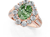 Rose gold Fancy Green Oval  Halo Diamond Engagement Ring with Split Shank and Prong Setting_67