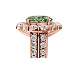 Rose gold Fancy Green Oval  Halo Diamond Engagement Ring with Split Shank and Prong Setting_71