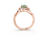 Rose gold Fancy Green Oval  Halo Diamond Engagement Ring with Twisted Band and Four-Prong Setting 4