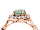 Rose gold Fancy Green Oval  Halo Diamond Engagement Ring with Twisted Band and Four-Prong Setting 5