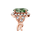 Rose gold Fancy Green Oval  Halo Diamond Engagement Ring with Vintage-Inspired Band and Four-Prong Setting_8