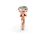 Rose gold Fancy Green Oval  Halo Diamond Floral Band with Four-Prong Setting_57